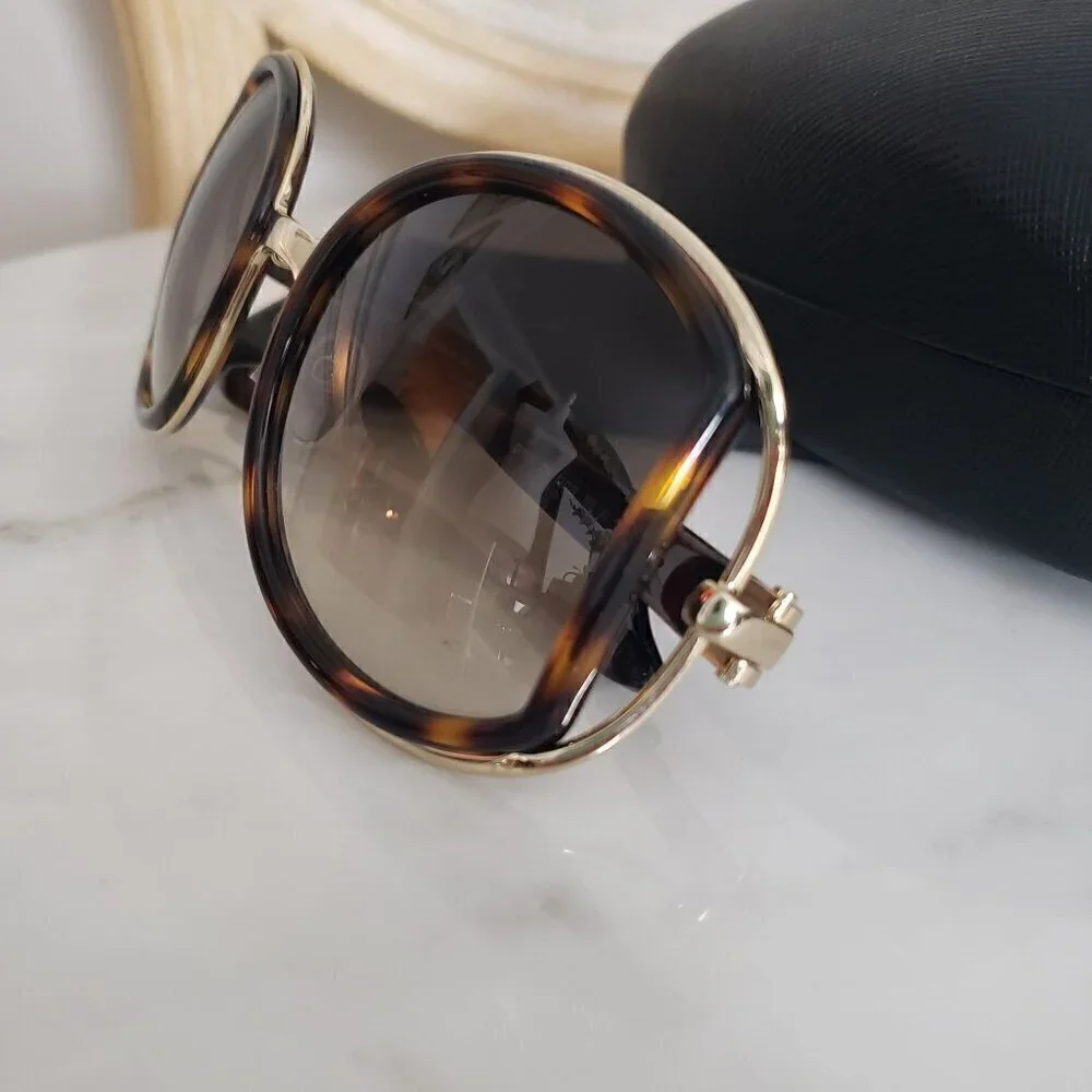 NIB Salvatore Ferragamo Oversize Tortoise Brown Side Cut Out 52mm Sunglasses
